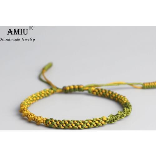 AMIU Tibetan Buddhist Lucky Charm Tibetan Bracelets & Bangles For Women Men Handmade Knots Deongare Rope Wish Gift Bracelet