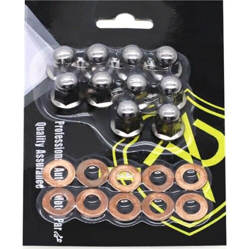 Polished Acorn Head Nuts Washers M8 Cap Flange Nut with Copper Gasket for Yamaha Banshee 1987-2006 YFZ 350 ATV Parts