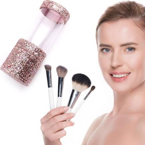 Transparent Cosmetic Bucket Sequined Visible Cosmetic Brush Storage Box Dust Proof Makeup Storage Holder Organizer Tools