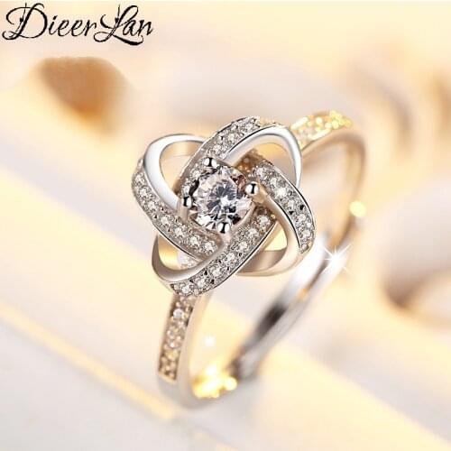 Luxury Brand Silver Color Clover Cross Rings for Women Engagement Jewelry Fashion Girls Open Finger Rings Bijoux 2019