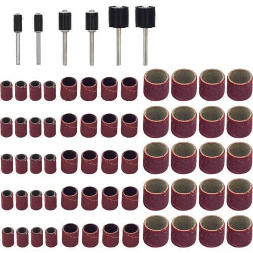 Retail 66 Pcs Drum Sanders Set 1/2, 3/8 ,1/4 inch , 1/8 inch Shank Sanding Bands and 6 Pcs Drum Mandrels 120 grits for wood work