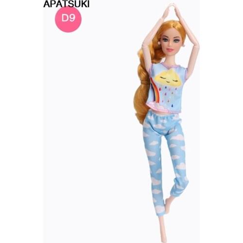 Light Blue Rain Cloud Shirt Tops & Pants Trousers For Barbie Doll Clothes Outfits For 1/6 BJD Dollhouse Children DIY Toys