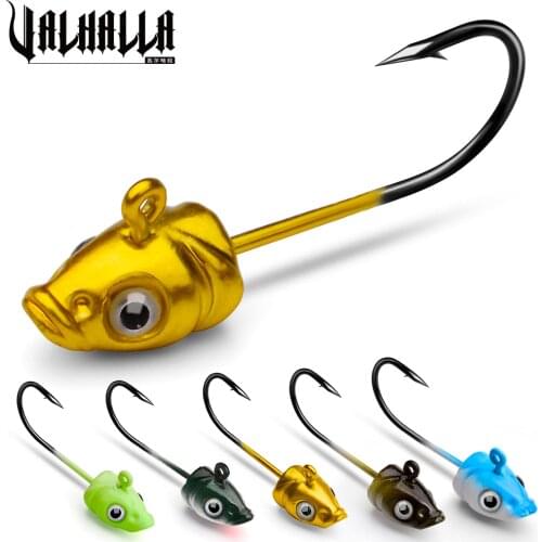 VALHALLA 200pcs/lot Jig Head Fishing Hook 3.5g 5g 7g For Soft Worm Lures Jigs Inshore Luminous Barbed Fishhooks Fishing Tackle