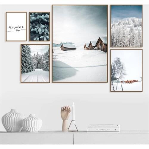 Scandinavia Mountain Cedar Wall Art Poster Green Leaf Plant Art Print Landscape Quotes Canvas Painting Modern Picture Home Decor