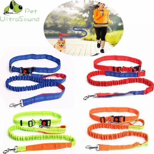 ULTRASOUND PET Dogs Leash Running Elasticity Hand Freely Pet Products Dogs Harness Collar Jogging Lead and Adjustable Waist Rope