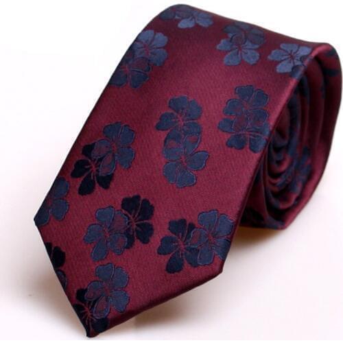 Wine Red Floral Mens Ties New Design Fashion Neck Tie 7cm Ties for Men Formal Business Wedding Party Gravatas Necktie Gift Box