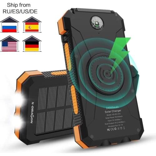 Solar Power Bank 24000mAh Solar Battery Charger Waterproof for iPhone 11 12 Pro Max Samsung Huawei Xiaomi LG Sony OPPO Honor etc