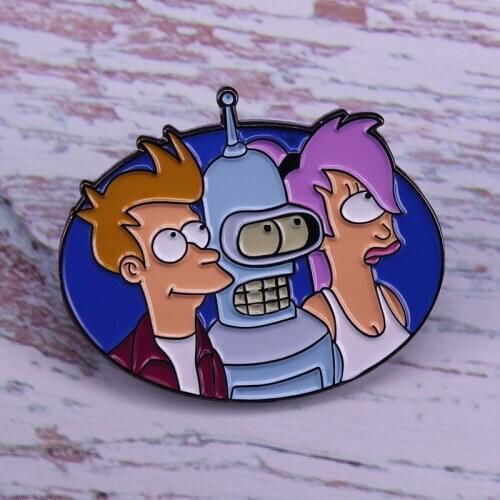 Leela Fry and Bender lapel pin wonderful cartoon series collection