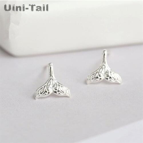 Uini-Tail hot new 925 sterling silver mermaid earrings mysterious wave totem ear temperament simple wild gift female