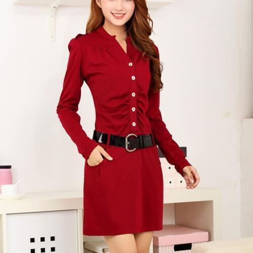 Autumn Dresses women long sleeve red dresses plus size party dresses elegant black office ladies dresses women clothing 2021