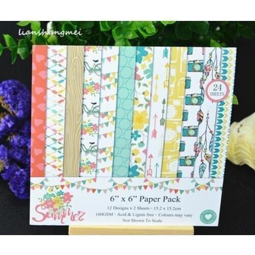 24pcs 6" Single-side Camera pattern creative papercraft art paper handmade scrapbooking kit set books