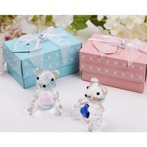 80pcs Pink Choice Crystal Teddy Bear Baby Shower Birthday Favors Party Keepsake Event Giveaways Baptism Gifts SN1006