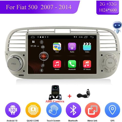 CarPlay autoradio Android10 Quad Core Car Dvd media Player FOR FIAT 500 Radio Multimedia Buit in DPS CAR GPS NAVIGATION wifi 4g