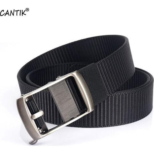 CANTIK 2020 Design Fake Pin Automatic Buckle Metal Belt Quality Casual Nylon Belts Clothing Jeans Accessories for Men CBCA282