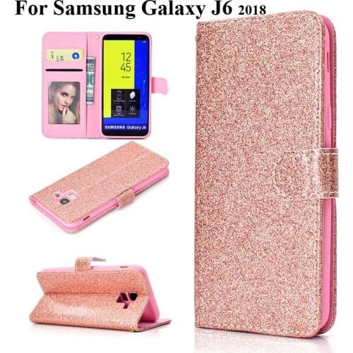 Book Style Wallet Cover for Samsung Galaxy J6 J600 With Window Photo Holder Hand String Stand Case for J6 2018 SM-J600 Protector