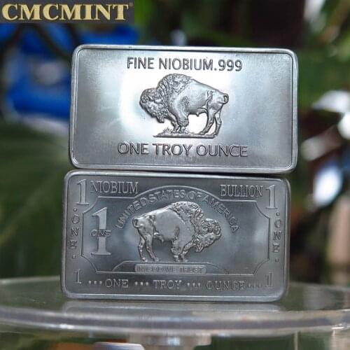 Fine Niobium .999 Mint 1 Troy Ounce Buffalo Bullion Bar Replica Copy Coins Collection Souvenir Gift C97