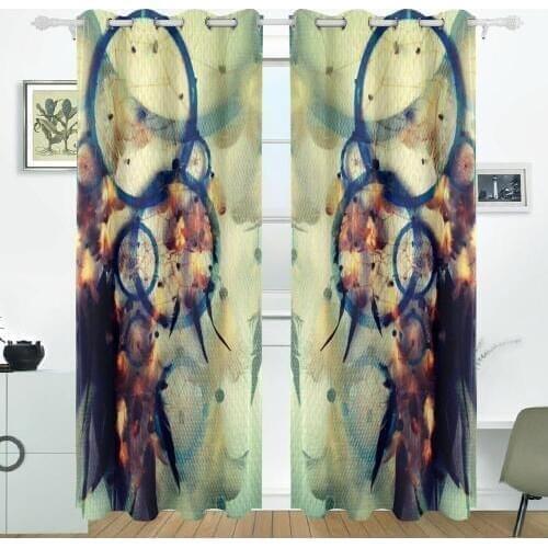 Dream Catchers Curtains Drapes Panels Darkening Blackout Grommet Room Divider for Patio Window Sliding Glass Door 55x84 Inches