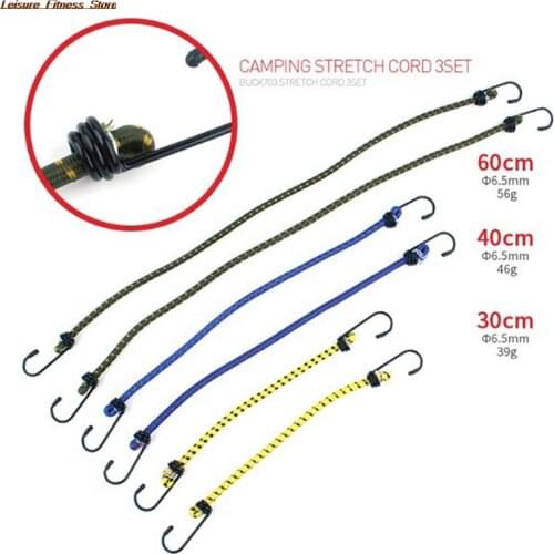 6pc 30 40 60cm Bungee Cord High Elasticity Rubber Tied Rope With Hooks Outdoor Tent Assembly Camping Luggage outdoor Accessories