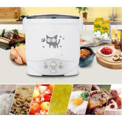 Electric Rice Cooker 12V 24V 220V Multi-function 3 Cups Capacity Mini Rice Lunch food Box Suited For 2-3 People Smart Cooker