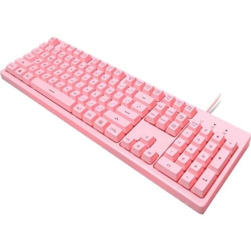Pink Ergonomic USB Wired Backlit Mechanical Click Feel Membrane Computer Keyboard for Desktop Laptop PC