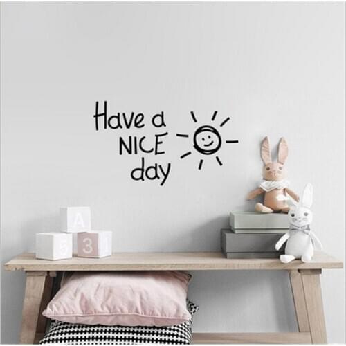 Have a nice day Smile Sun Wall Sticker living room bedroom Home Decoration Decals Art English alphabet Stickers wallpaper