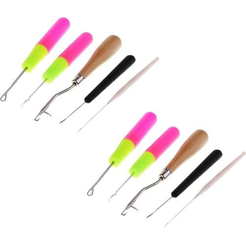 Fityle 10Pcs Latch Hook Crochet Needles For Hair/Micro Braid Dread Lock Maintaining 5 Sizes