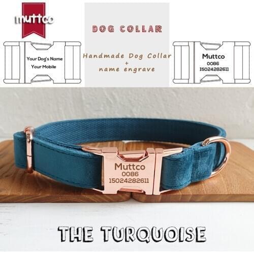 MUTTCO individual customized pet supplies THE TURQUOISE resistance to bite dog collar leash puppy accessory 5 sizes UDC097M
