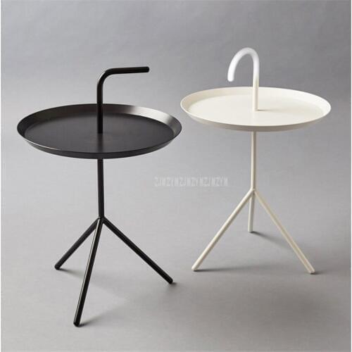 Creative Nordic Style Mini Round Tea Coffee Table Metal Modern Minimalist Home Bedroom Iron Art Small Bedside Table With Handle