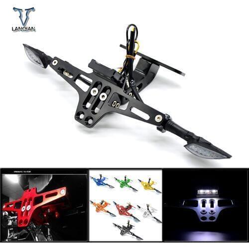 Motorcycle License Plate Bracket indicator lights Frame Number Plate For YAMAHA R6 2004 2005 2006 KAWASAKI Z1000 Z800 Z750