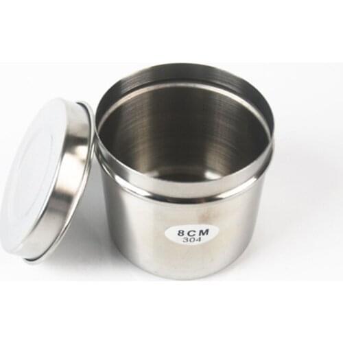 1pc 8cm Medical Alcohol Round Box 304 Stainless Steel Cotton Tank Cylinder Lab Instrument Tool Storage Convenient with Lid