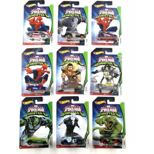 Hot Wheels Car MARVEL Ultimate Spider Man Sinister6 Collector Edition Metal Diecast Model Cars Kids Toys Gift