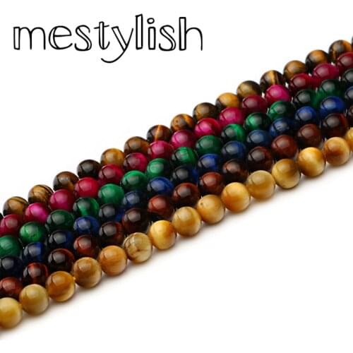 Mestylish 6/8/10mm Nature Stone Tiger Eye Beads Round Spacer Beads Fit Bracelet Necklace Jewelry Handmade Making