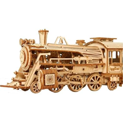 3d Wooden Steam Train Model Toy Kids Building Block Puzzle Linden Assembly Simulation Vehicle Car for Boys Gift