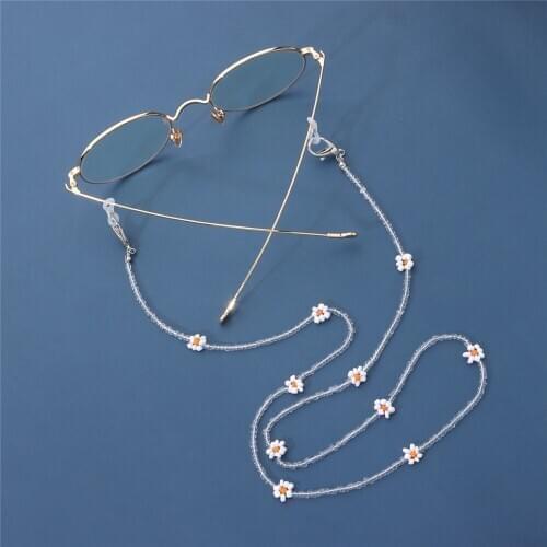 Fashion Colorful Beaded Daisy Flower Sunglasses Chains Anti-lost Face Cover Lanyard for Women Eyeglass Chains Mask Jewelry