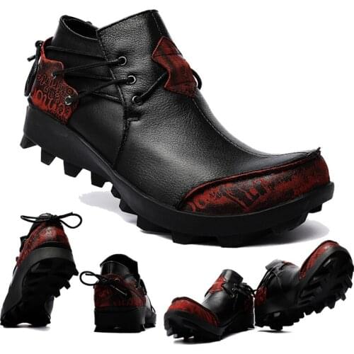 Genuine Leather Lazy Men Shoes England Business Casual Sneakers Boat Shoes Loafers Comfortable Punk Driving Shoe Designer Red