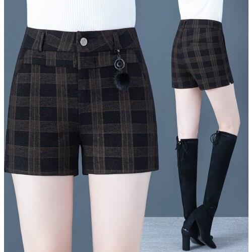 2021Women New High Waist Solid Office Work Shorts Female Pocket Wide Leg Trouser Plus Size S-3XL Ladies Fashion Slim Short Q48