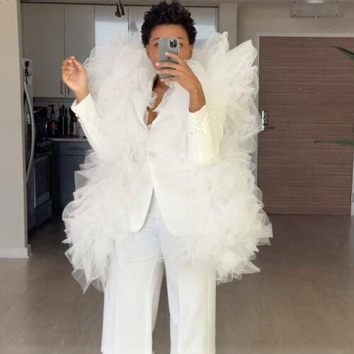 New Design Tulle Top For Women Puffy Ruffled Party Tops Have Lining Tulle Vest On Blazer Custom Made Color&Size Fashion Vest