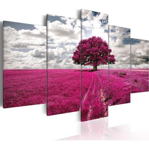 Full Round Drill Cross Stitch Home Decor Diamond 5 Pcs Picture Landscape Embroidery Painting Tree Sky Gift Handmade Wall Sticker