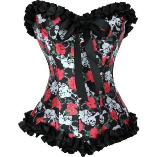 Popular Design Rose Print Corset Western Corset Tops 3S3142 Steel Boned Corset Lace Up