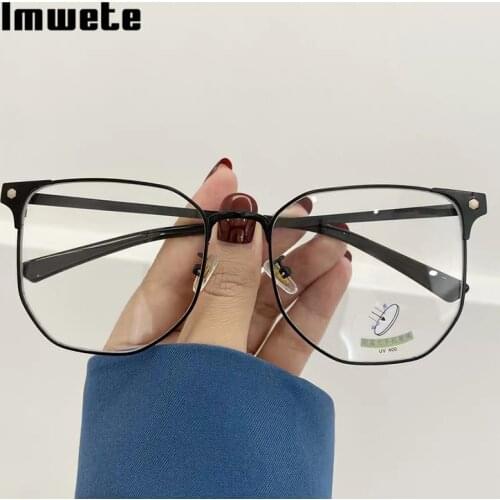 Imwete Retro Transparent Womens Glasses Frame Blue Light Blocking Mens Computer Spectacles Prescription Optical Eyewear