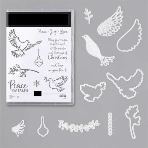 Christmas DOVE Metal Cutting Dies and Stamps for DIY Scrapbooking Album Paper Cards Decor Crafts Embossing Die Cuts New 2021