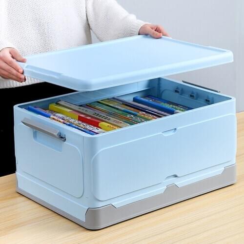 Foldable Storage Box Plastic Lid Closet Organizer Books Organization Car Storage Box for Trunk Clothes Container Large Capacity