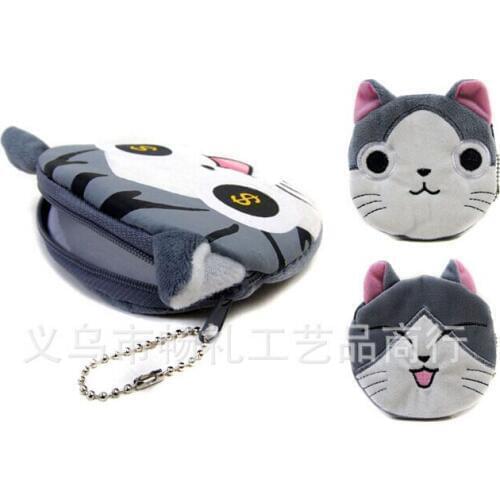 Special fashion cute anime 10cm cheese cat plush cartoon purse card holder coin case cartoon bag 20pc a lot