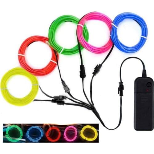 LED Glow Cable Luminous Bending Resistant Car Decoration 300cm Halloween Neon EL Wire DIY Clothing for Christmas