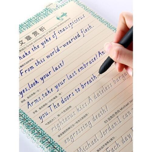 Liu Pin Tang 3pcs Italian Style English Groove Calligraphy Copybook Adults Art Writing Books Reusable Erasable Pen Learn Words