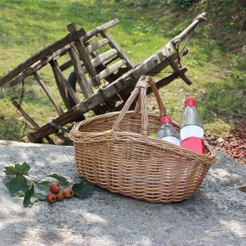 Woven Handmade Storage Basket Woven Box Organize Fruit Basket with Handle Picnic Basket Present