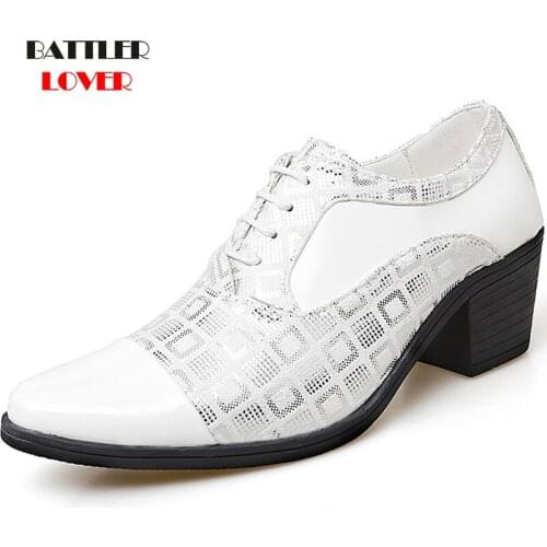 5cm Heels Height Derby Shoes For Men Luxury Fashion Pointed Toe Dress Shoes Increasing Party Prom Wedding Oxfords Zapatos Barber