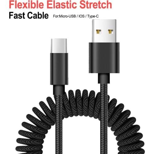 Retractable Spring Cable USB Cable For Mobile Phone Fast Charging Charger Cable for Samsung Galaxy S9