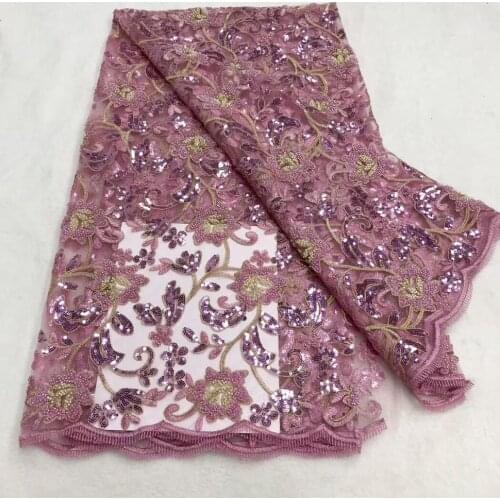 Embroidery tulle mesh lace fabric new style with BEADS good quality SYJ-62886 for wedding dress