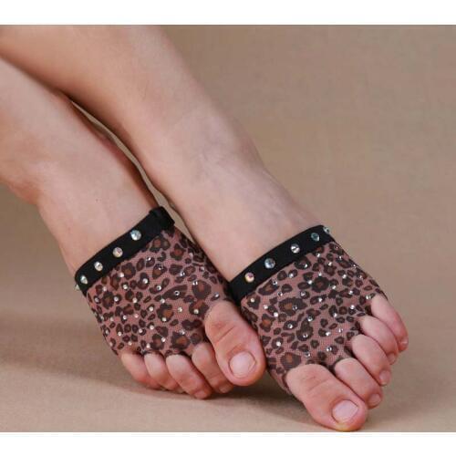 Women 1 Pair Leopard Belly Dancing Foot Thong Dance Accessories Toe Pads Heel Protector Professional Ballet Dance Socks